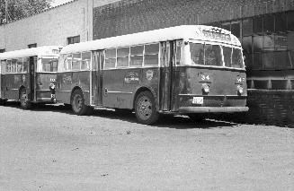 West York Coach Lines, garage, Pacific Avenue, southwest corner Vine Avenue, looking northeast, showing bus #34 in foreground
