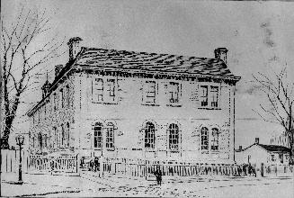 Historic photo from 1875 - Old Jesse Ketchum School c.1875 - Alexander Muir was principal 1871-2 in Yorkville