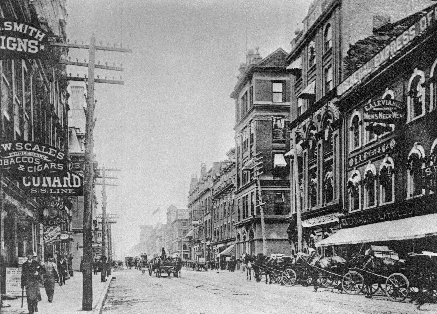 Yonge Street, S. of King St., looking north from south of Colborne St