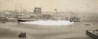 Image shows a few boats on the water and some houses in the background.