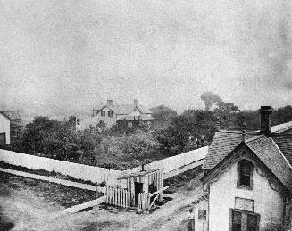 Historic photo from 1876 - Toll house at the corner of Davenport and Avenue Road - looking n.e. to Leonard Pears house in Summerhill