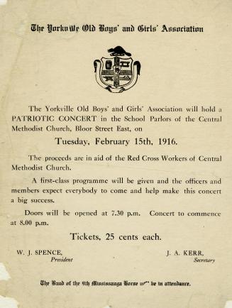 The Yorkville Old Boys' and Girls' Association patriotic concert