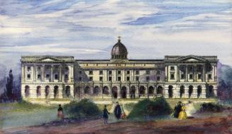 Historic photo from 1852 - Osgoode Hall before the dome, between the west wing and library, was removed in City Hall