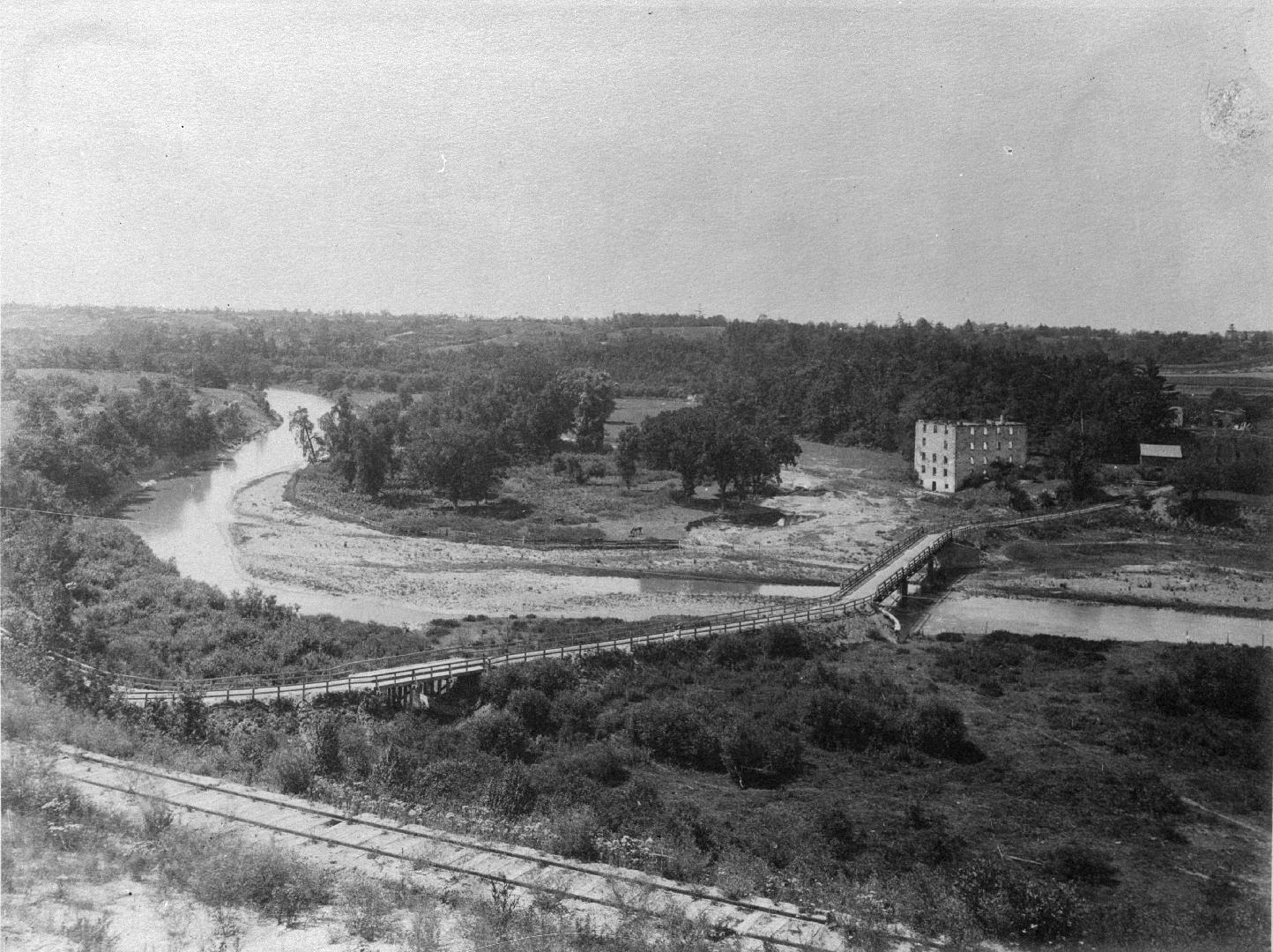 Old Mill Road., looking west to bridge across Humber River between Catherine St. & Old Mill Road., taken from west end of Lessard Avenue