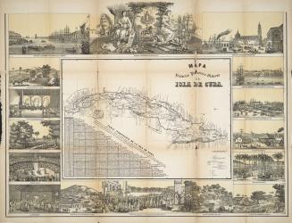 Mapa historico pintoresco moderno de la isla de Cuba