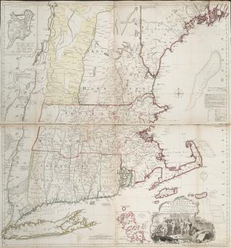 A map of the most inhabited part of New England containing the provinces of Massachusets Bay and New Hampshire, with the colonies of Connecticut and Rhode Island, Divided into Counties and Townships: The Whole composed from Actual Surveys and its situation adjusted by Astronomical Observations