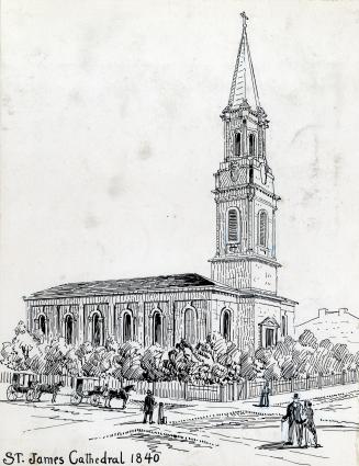 St. James' Anglican Church (1833-1849), circa 184-. King Street East, north east corner Church St. Toronto, Ontario
