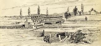 Queen Street East, Church St. to Davies Avenue, bridge over Don River (1851-1878), looking n.e