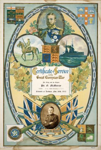 Certificate of service in the Great European War for King and the Empire