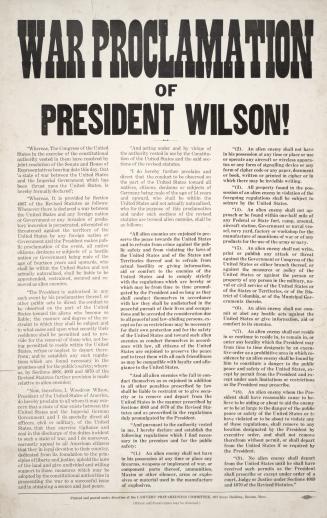 War proclamation of President Wilson!