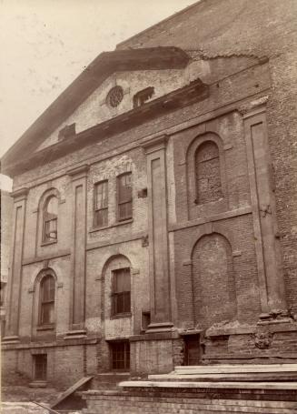 Historic photo from 1898 - Court House (1827-1853), King St. E., n.w. cor. Church St., showing s. side exposed during construction of Toronto Railway Chambers in St. Lawrence