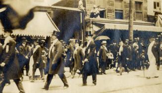 Orange Parade, 1908, showing Queen Street West, south side, between Peter St