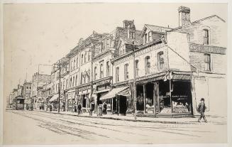 Yonge Street, Queen to College Streets, east side, looking north from Carlton St