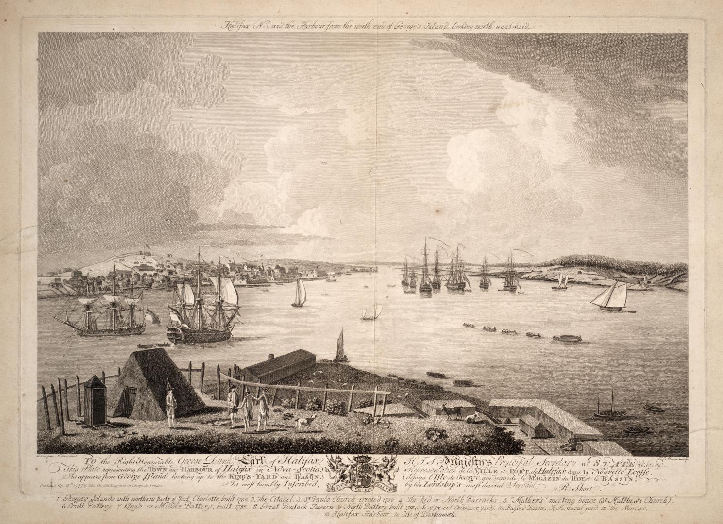 Town and Harbour of Halifax in Nova Scotia As Appears from George Island (1759)