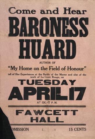 Come and hear Baroness Huard