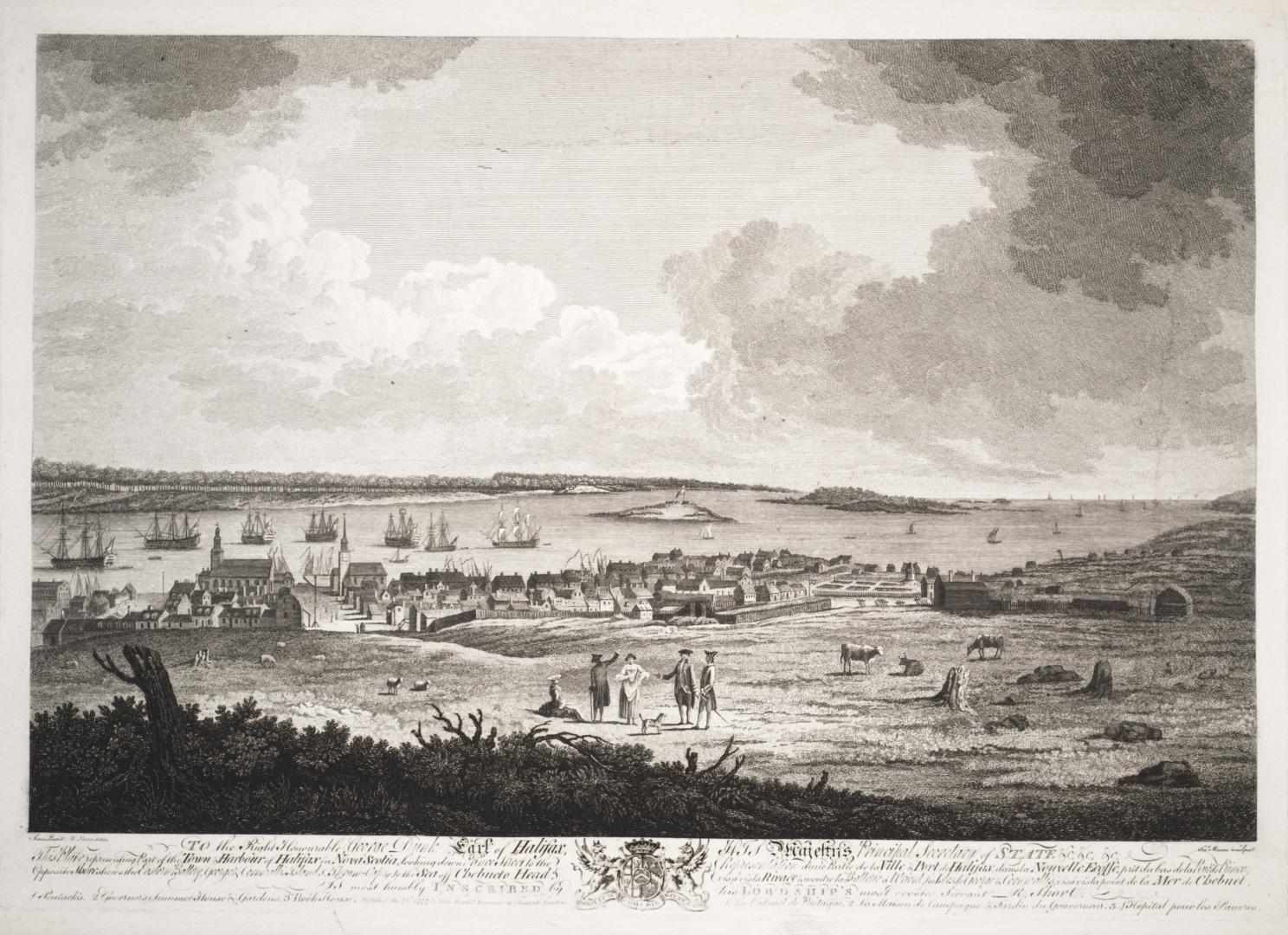 Part of the Town & Harbour of Halifax in Nova Scotia, Looking down Prince Street to the Opposite Shore (1759)