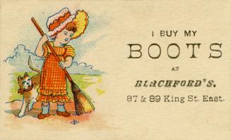 Illustration of a young girl wearing a long red and yellow dress with a large hat/bonnet. She i…