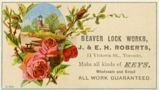 Illustration of red roses surrounding a picture of church with a small house next to it. There  ...