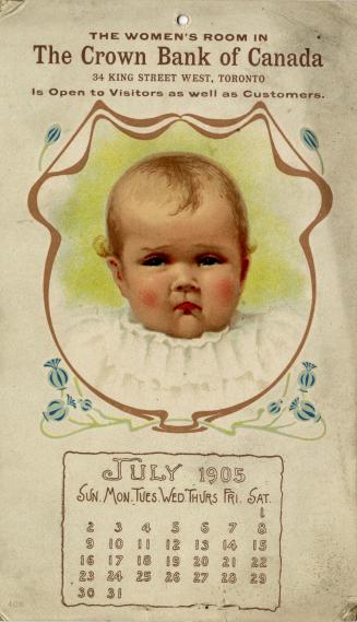 Image of a rosy cheeked baby with a bit of a frown on his/her face. 