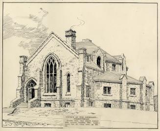 Historic photo from 1899 - Sketch of the Church of the Covenant before west section added - Avenue Road and Roxborough  in Summerhill