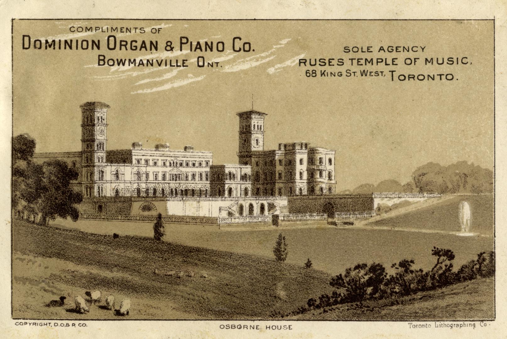 Illustration of Osborne House, Isle of Wight, U.K. and its surroundings. 