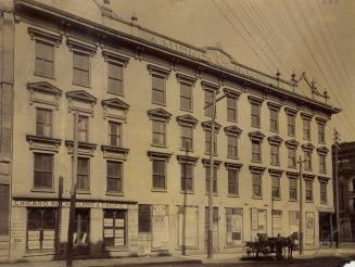 Historic photo from 1885 - American Hotel, Front St. E., n.e. cor. Yonge St. in St. Lawrence