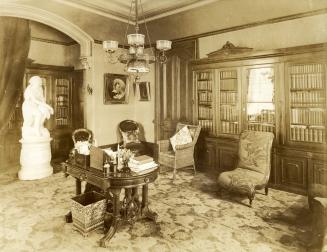 Historic photo from 1912 - John Gordon house, Wellington St. W., s.e. corner Clarence Square; interior, library in Entertainment District