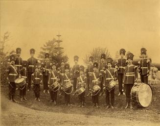 Royal Regiment of Canada, Band of the 10th Royals, afterwards Royal Grenadiers, looking northeast to fountain, Queen's Park at head of University Avenue