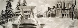 Historic photo from 1922 - South side of Ardwold in the snow in Casa Loma