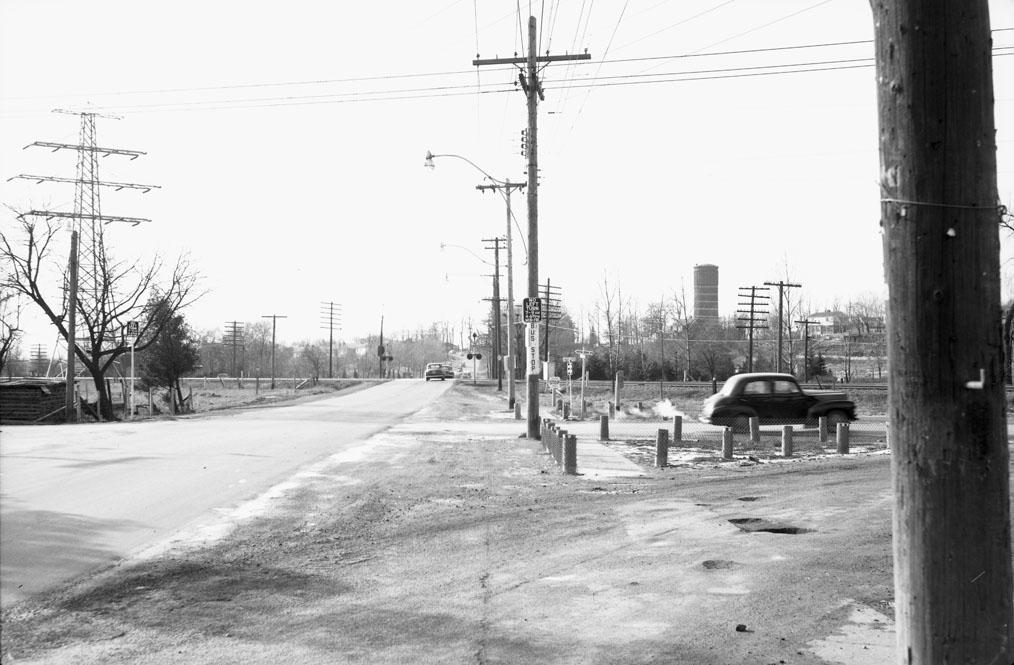 Dundas St. West, looking west from e. of Royal York Road., towards C.P.R. level crossing