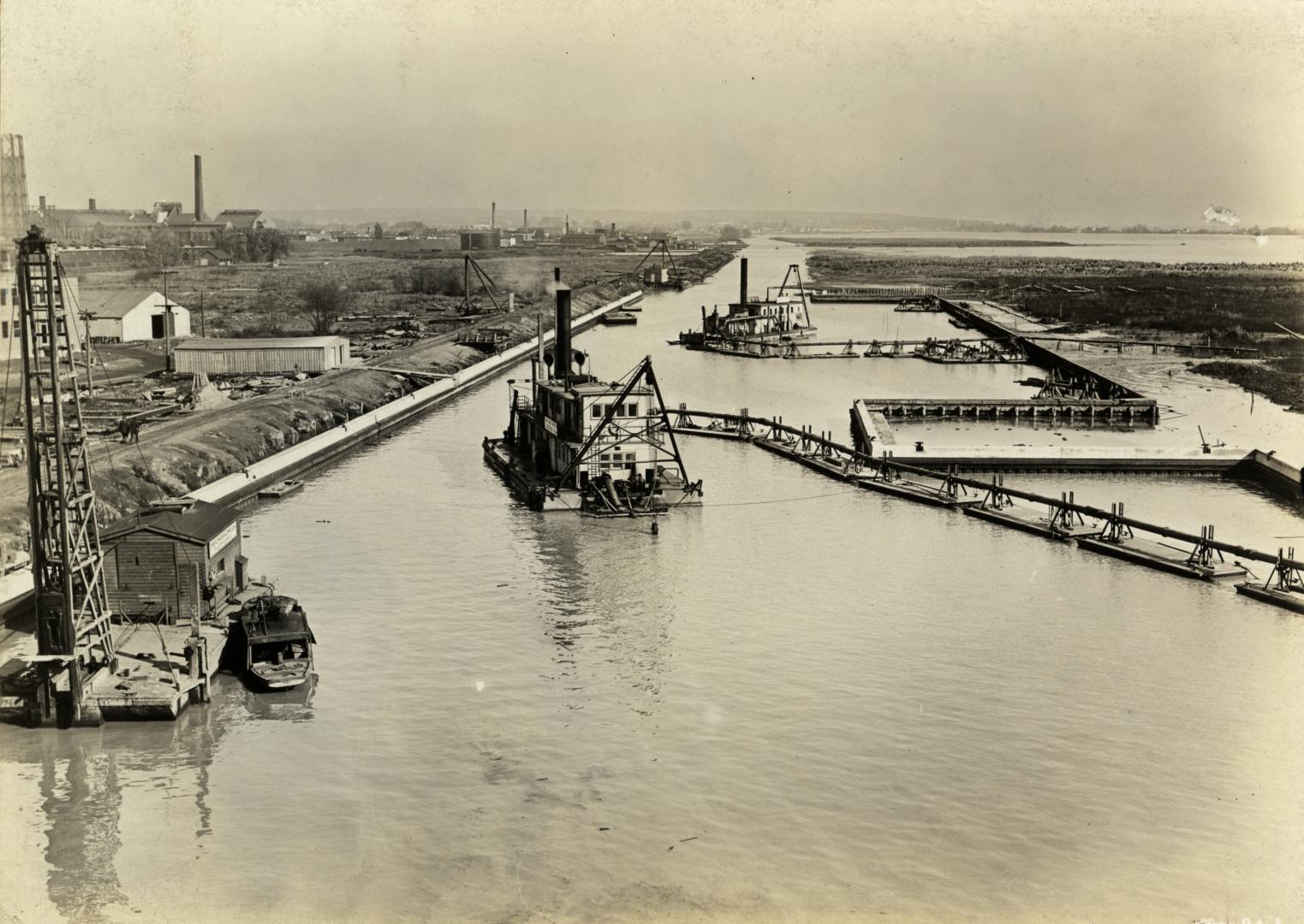 Image shows a channel during construction.