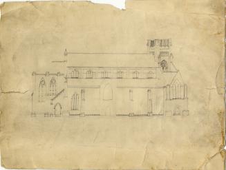 Historic photo from 1870 - Sketch of St. James' Anglican Cathedral by George Taylor Denison II (1816-1873) in St. Lawrence