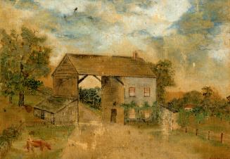 Toll Gate, Yonge St., south side of Hogg's Hollow; looking north. It is an image of a watercolo…