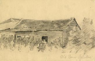 House, barn in Eglinton, Toronto, Ontario. Drawing shows a side view of the barn. 