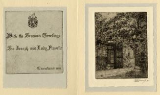 Historic photo from 1928 - Christmas Card with a photo of the gates of "Holwood" in Queens Park