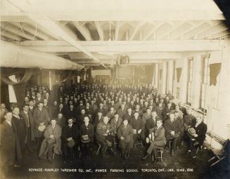 Canadian Rumely Co. Ltd, factory, Abell St., west side, south of Queen St. West, Interior, showing Advance Rumely Thresher Co. Inc. Power Farming School