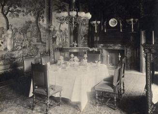 Historic photo from 1890 - Dining room at Benvenuto - one of the tapestries is 'Winter' 11'6" x 6'-2" -11'-7 1/2 x 2'6" in South Hill