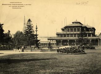 Historic photo from 1895 - Pavilion (1879-1902) and fountain in the Horticultural Gardens - now Allan Gardens - Aquatint photogravure in Garden District