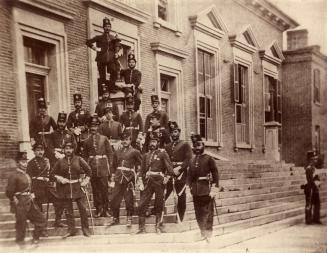 30th regiment, officers in front of Parliament Buildings, Front Street West, Toronto, Ontario