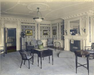 Historic photo from 1916 - Government House (1915-1937); Interior, blue parlour with furnishings in Don Valley Brickworks