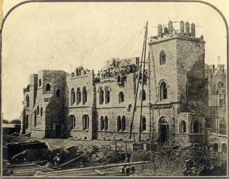 Historic photo from 1857 - University College east facade during construction in University of Toronto (U of T)
