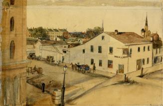 York St., circa 1858, looking northeast from King Street West, Toronto, Ontario