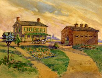 Historic photo from 1893 - Coloured version of 1893 sketch of Preston Villa (now Earlscourt Park) Davenport and Lansdowne Ave. in Little Italy (St. Clair)