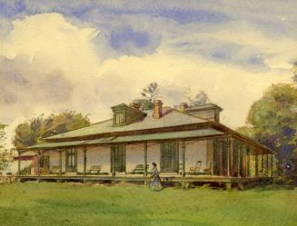 Historic photo from 1895 - Watercolour reproduced in Landmarks of Toronto v.3, p.14 of the Gwynne Cottage in Parkdale