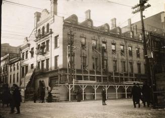 Historic photo from 1909 - Savoy Hotel and Tea Room demolition Yonge St., n.w. corner Adelaide St. W. in Financial District