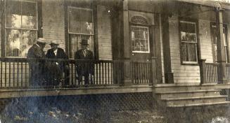 Historic photo from 1895 - Golden Lion Hotel - men on the porch, Yonge and Sheppard -  Lansing in Willowdale