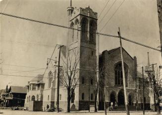 High Park Presbyterian (United) Church (ca. 1909-1927), Roncesvalles Avenue, northwest corner Wright Avenue
