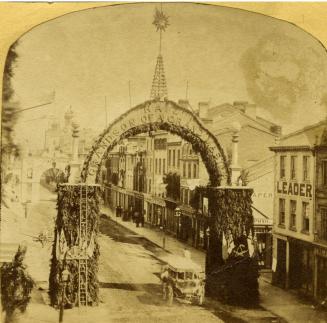 Edward VII, Visit To Toronto, 1860, arches on King Street East, looking e