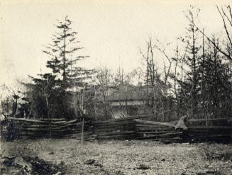 Historic photo from 1910 - Rail fence that ran along Springhurst Ave at south end of the Gwynne estate in Parkdale