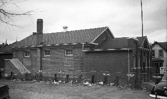 Historic photo of Orange Hall, Eglinton, south of St. Clements down laneway from March 8th, 1958